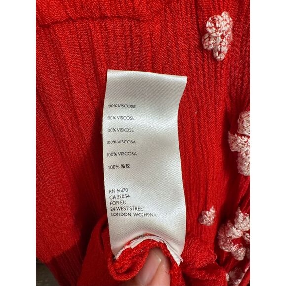 Free People Embroidered Fable Midi Dress Rock N Roll Red Medium - Picture 6 of 7